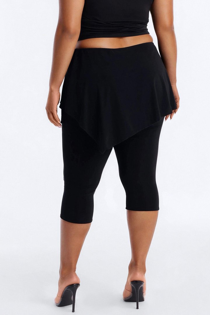 Bella Low Rise Skirted Capri Legging - Black
