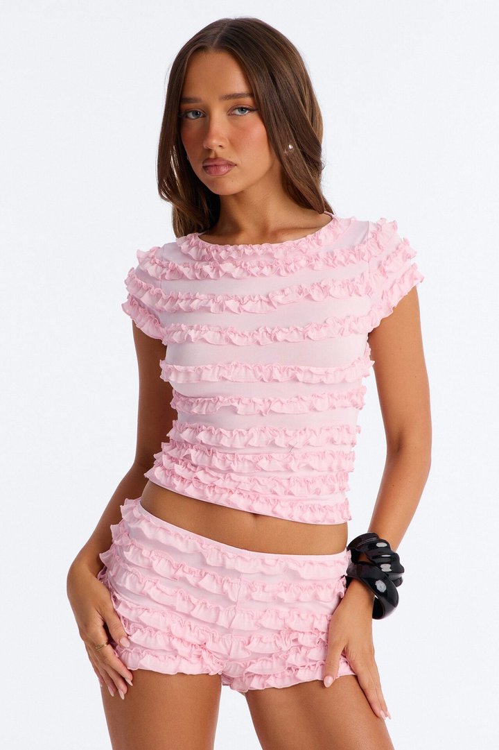 Bella Ruffle Micro Short Set - Pink