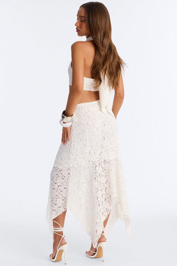 Summer Romance Lace Halter Bra Top - Ivory