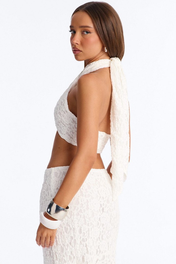 Summer Romance Lace Halter Bra Top - Ivory