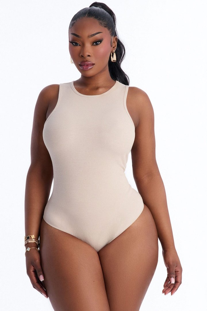 Model Attitude Racerback Bodysuit - Stone