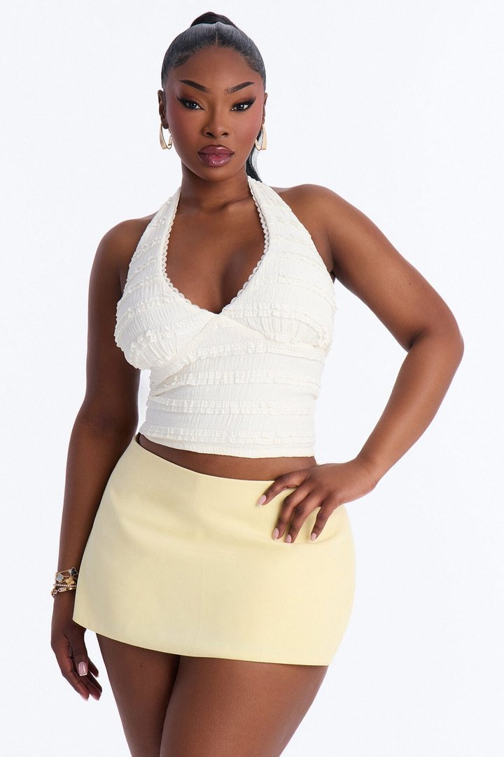 Secret Garden Textured Lace Halter Top - Ivory