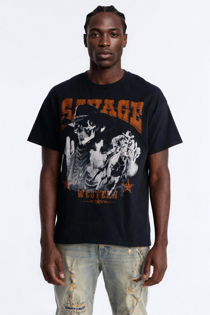 Savage Urban Outlaw Oversized Short Sleeve Tee - Black