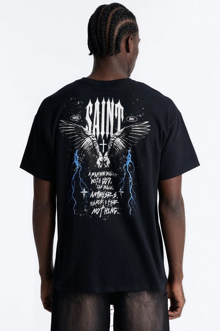 Saint Fear Nothing Oversized Short Sleeve Tee - Black