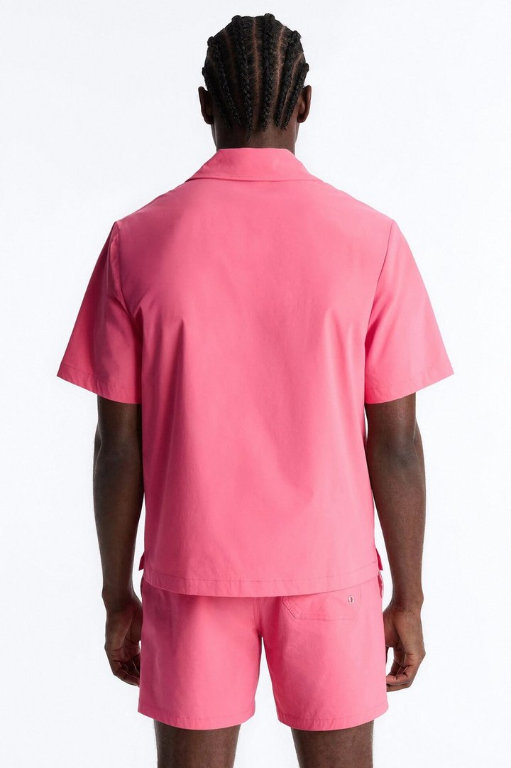 Montez Cuban Collar Button Up Shirt - Hot Pink