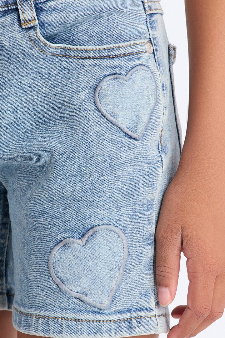 Mini Love Is All Around Denim Shorts - Medium Wash