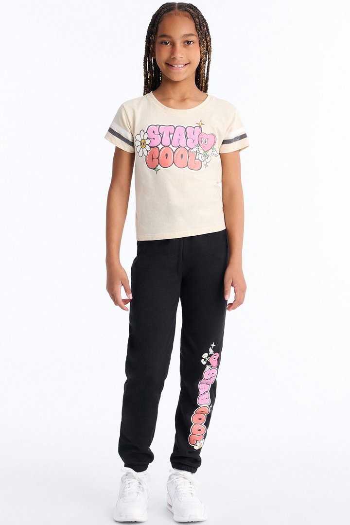 Mini Stay Cool Jogger Pant Set - Cream/combo