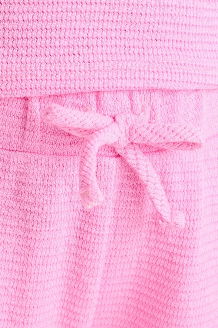 Mini Alana Textured Wide Leg Pant Set - Pink