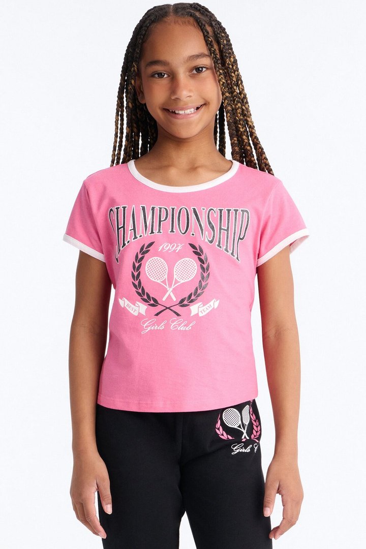 Mini Girls Club Championship Jogger Pant Set - Pink/combo