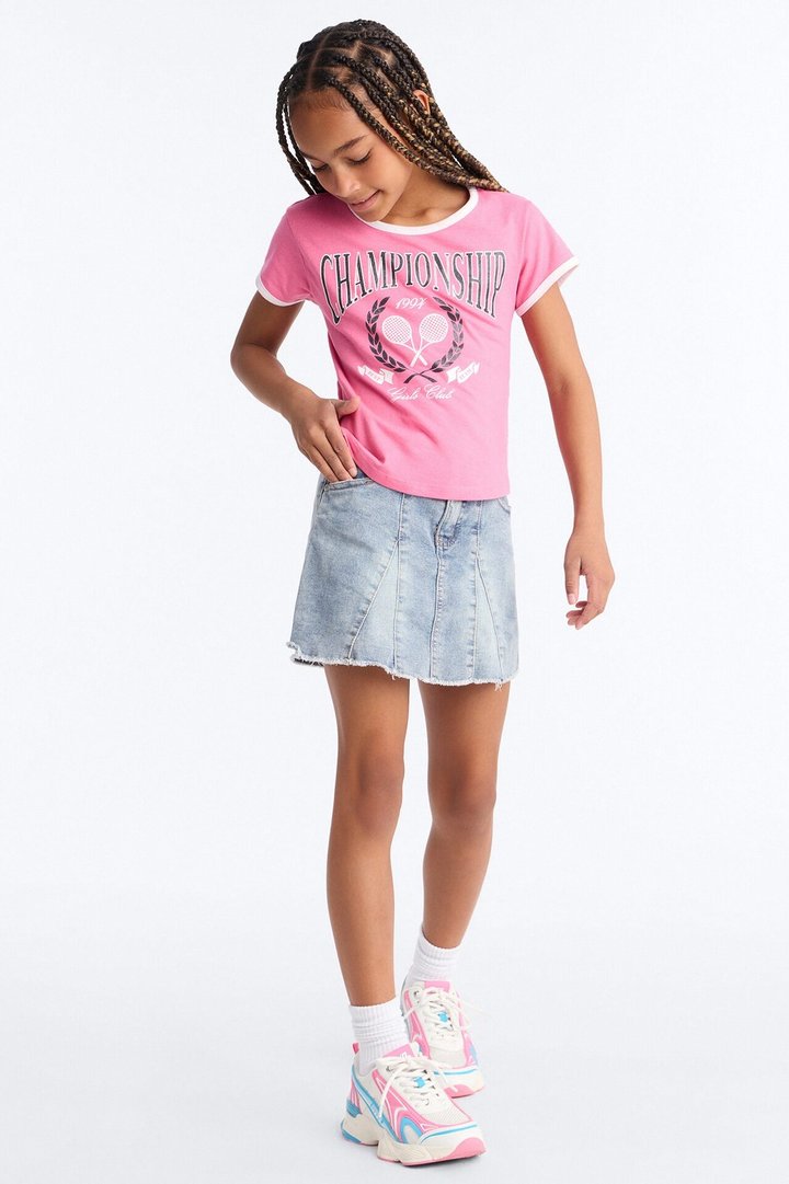 Mini Believe In Magic Pleated Denim Skort - Light Wash