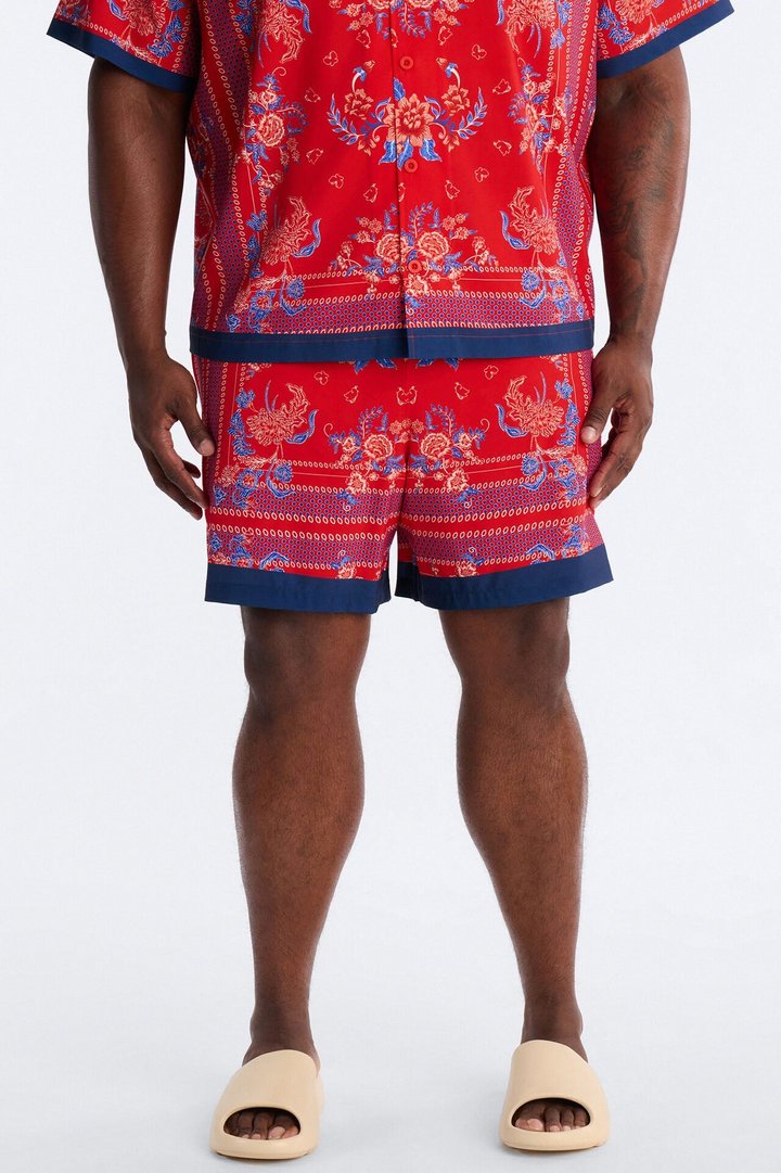 Mirage Bloom Swim Trunk 7″ - Red