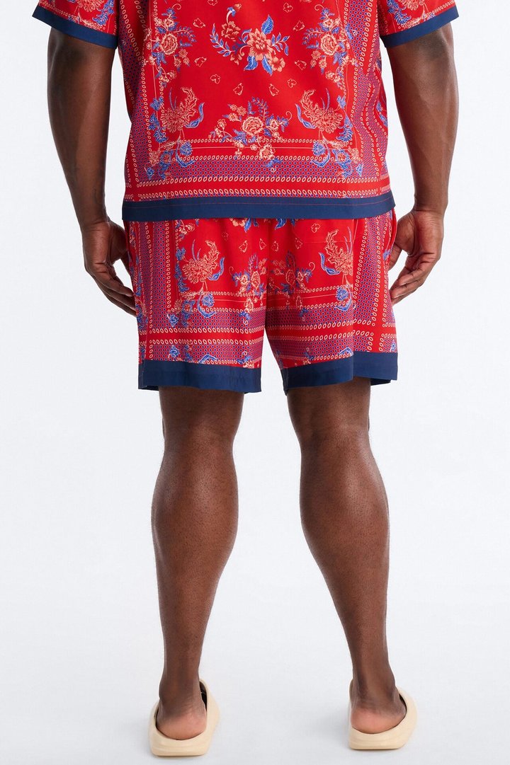 Mirage Bloom Swim Trunk 7″ - Red