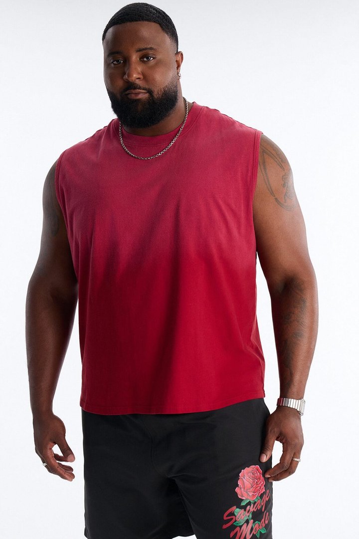 Washed Muscle Tee - Burgundy