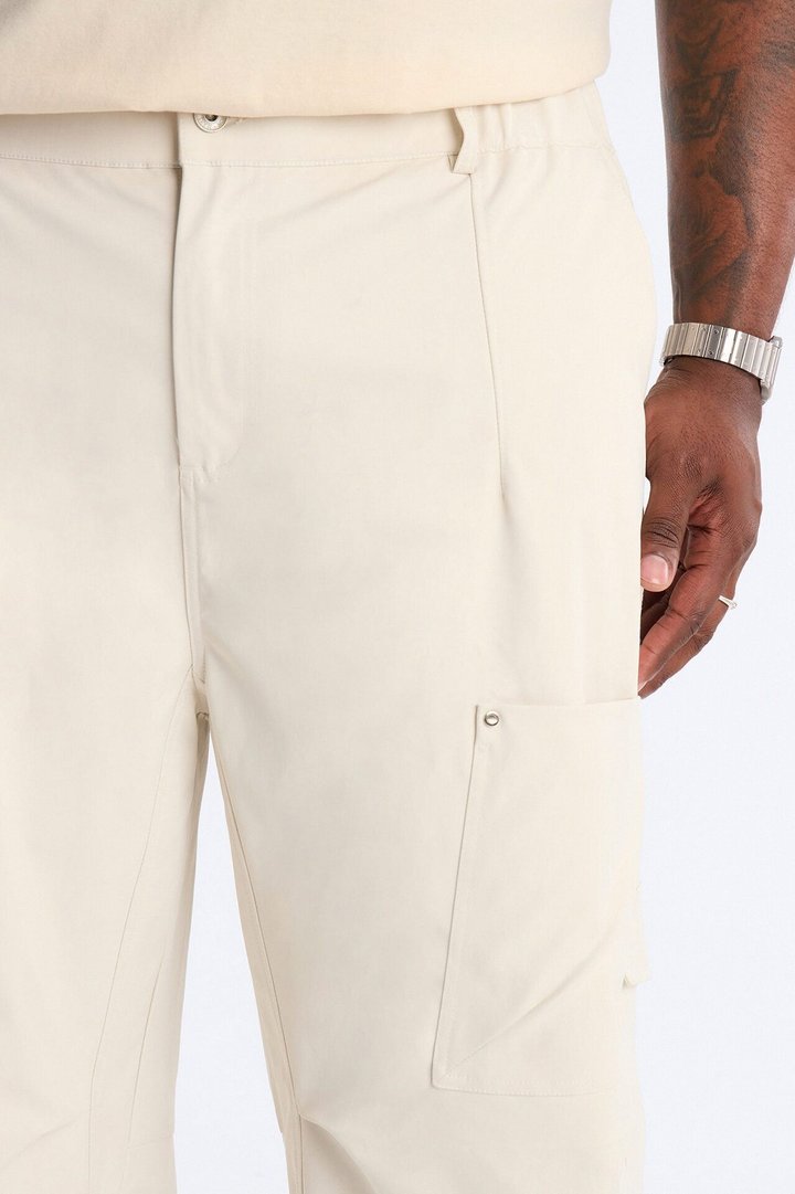 Barrel Fit Node Cargo Pant - Cream