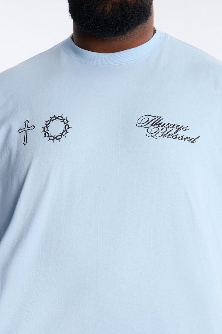 Always Blessed Boxy Short Sleeve Tee - Light Blue
