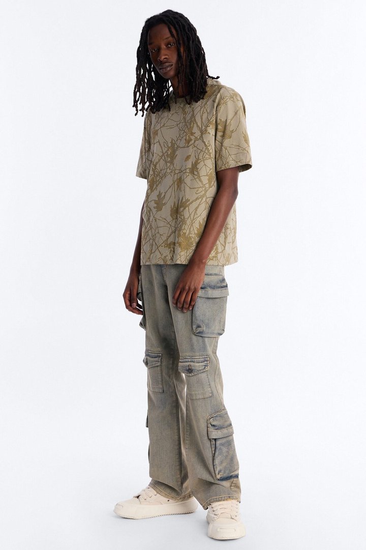 Boxy Carbon Camo Tee - Olive