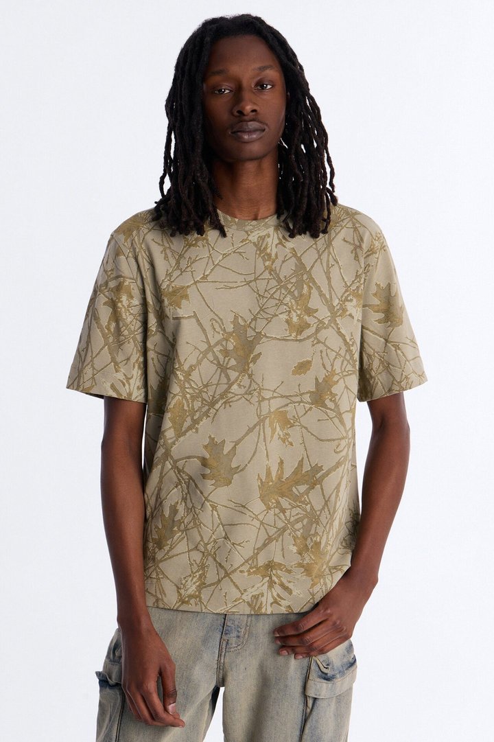 Boxy Carbon Camo Tee - Olive