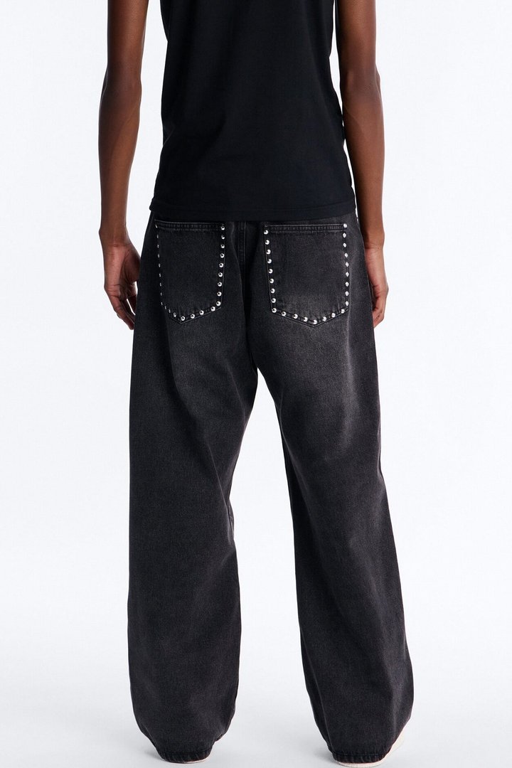 Baggy Studded Mayhem Jean - Black Wash