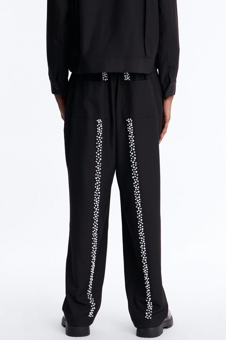 Baggy Pearl Cascade Trouser - Black