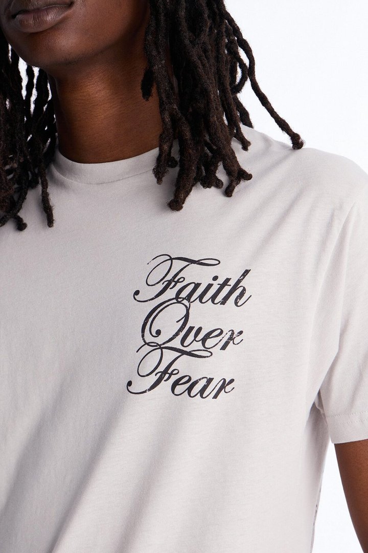 Eternal Faith Over Fear Short Sleeve Tee - Grey