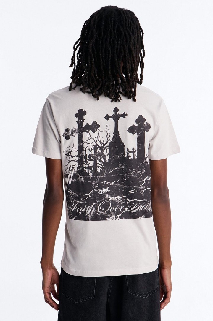 Eternal Faith Over Fear Short Sleeve Tee - Grey