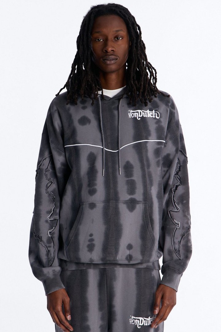 Von Dutch Outlaw Raw Edge Hoodie - Charcoal