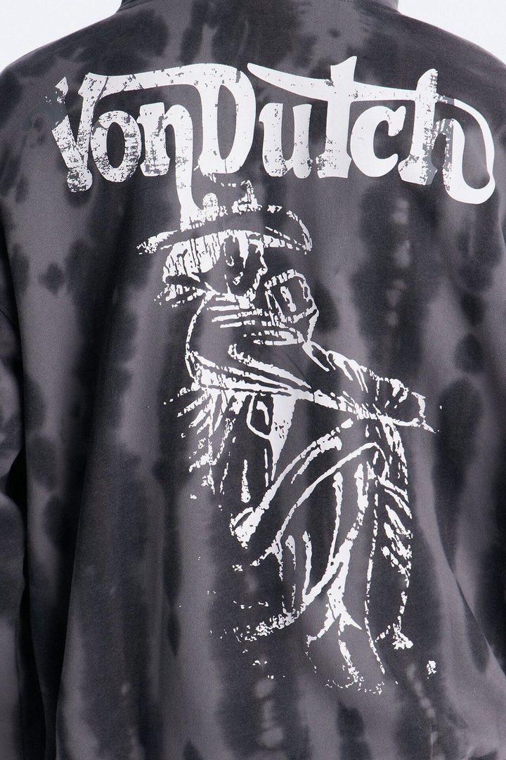 Von Dutch Outlaw Raw Edge Hoodie - Charcoal