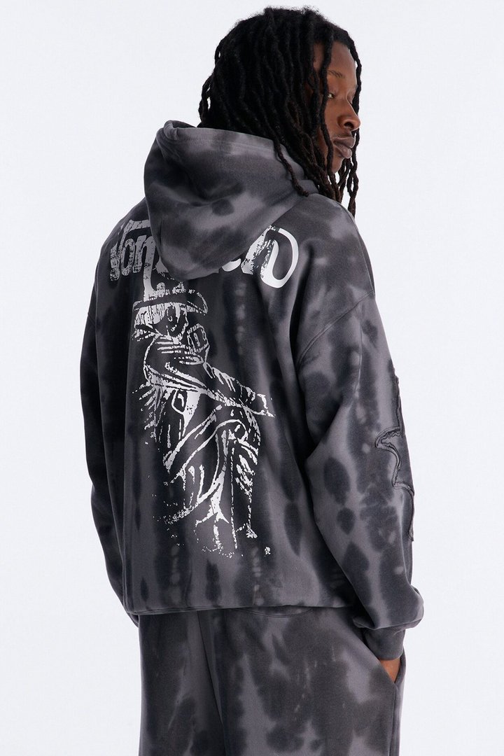 Von Dutch Outlaw Raw Edge Hoodie - Charcoal
