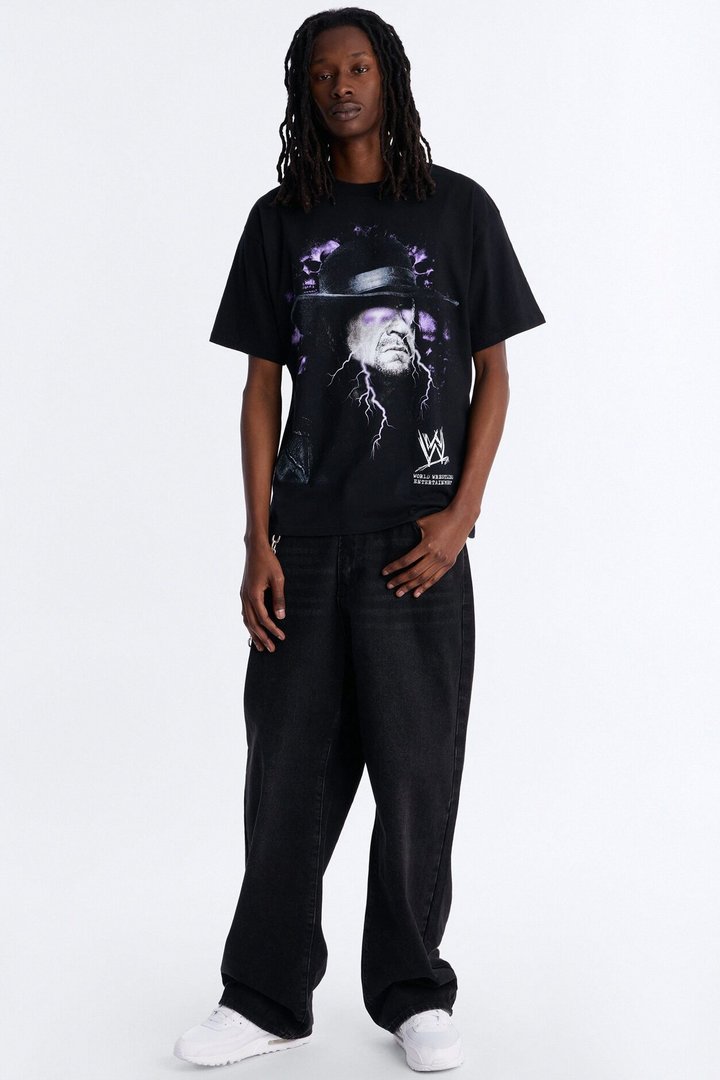 WWE Undertaker Heavy Weight Oversized Short Sleeve Tee - Black