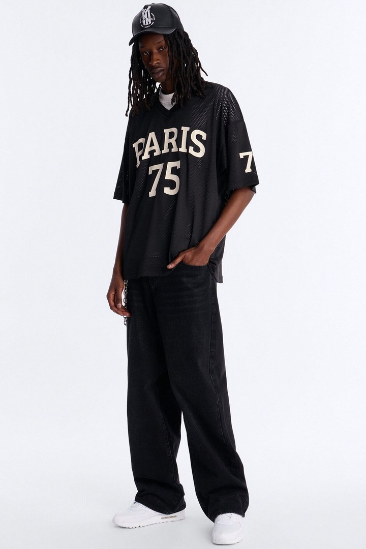 Jersey Fit Paris 75 V-Neck Shirt - Black