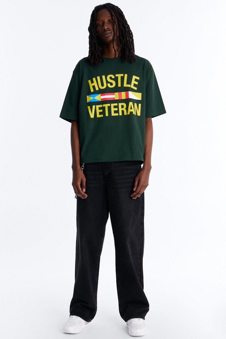 Hustle Veteran Boxy Short Sleeve Tee - Green