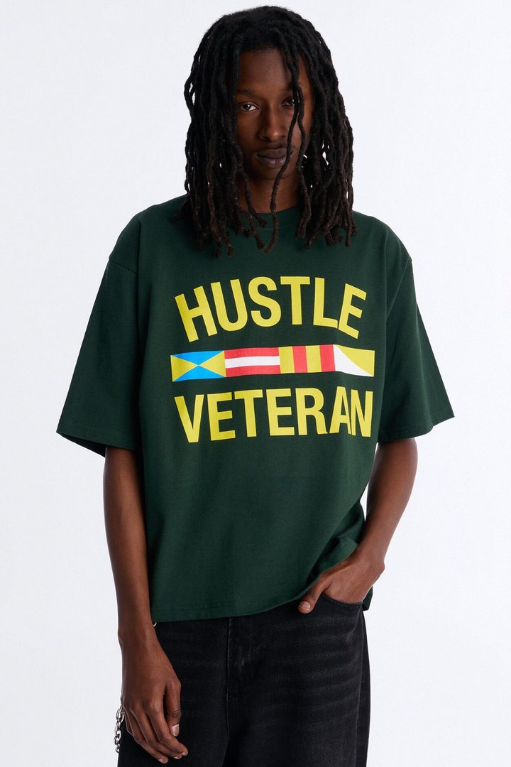 Hustle Veteran Boxy Short Sleeve Tee - Green