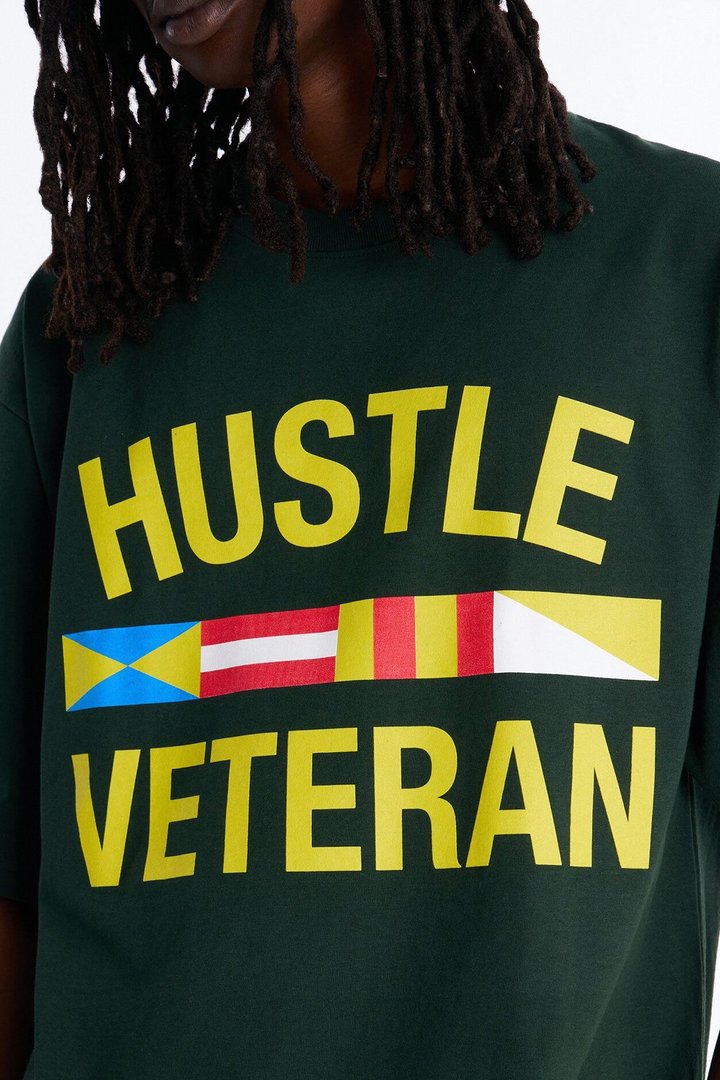 Hustle Veteran Boxy Short Sleeve Tee - Green