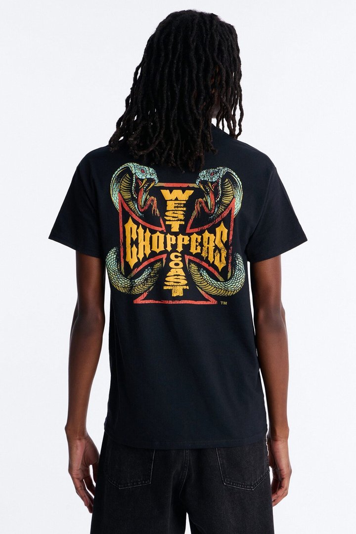 West Coast Choppers Cobra Puff Print Short Sleeve Tee - Black
