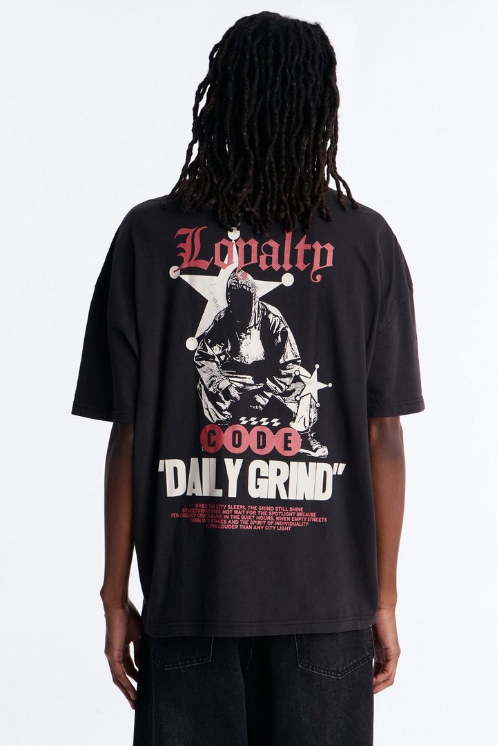 Daily Grind Oversized Short Sleeve Tee - Black Wash