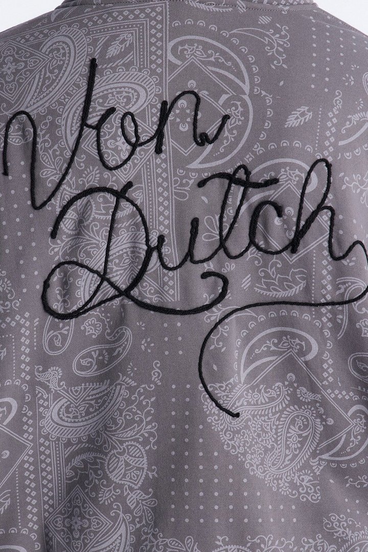 Von Dutch Chain Stitched Zip Up Hoodie - Charcoal