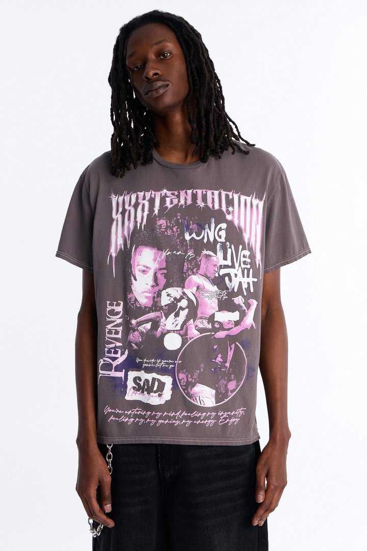 XXXTENTACION LONG LIVE JAH Vintage Short Sleeve Tee - Charcoal