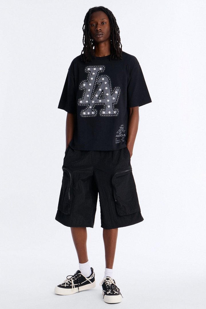 LA Hustle District Boxy Short Sleeve Tee - Black