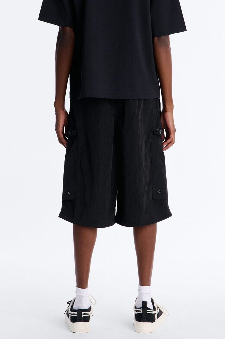Baggy Oversized Pockets Tech Short - Black
