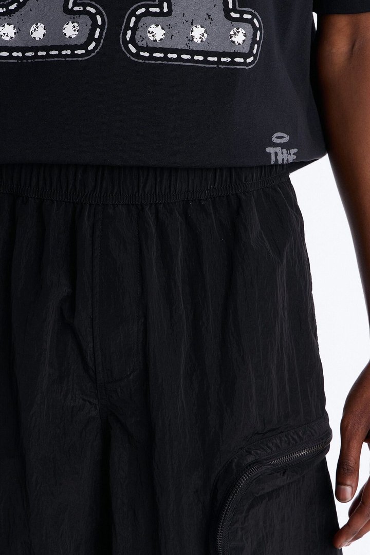 Baggy Oversized Pockets Tech Short - Black