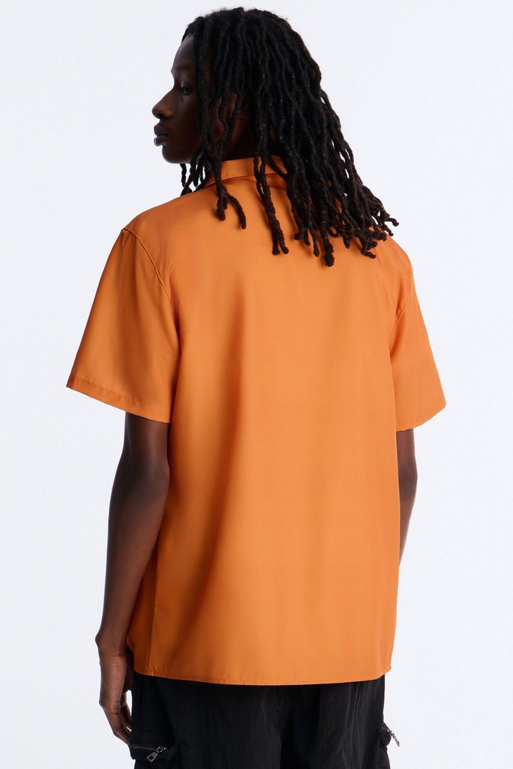 Relaxed Golden Sunshine Petals Button Up Shirt - Orange