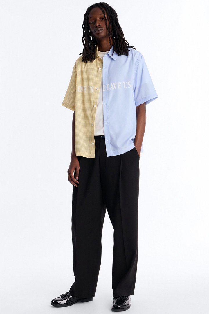 Relaxed Split Button Up Shirt - Yellow