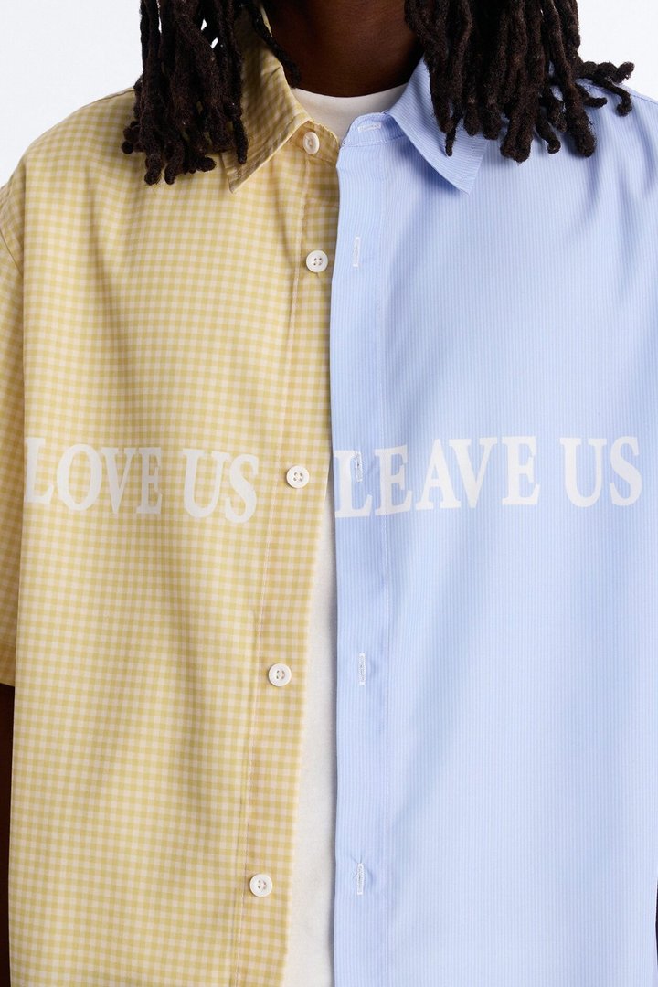Relaxed Split Button Up Shirt - Yellow