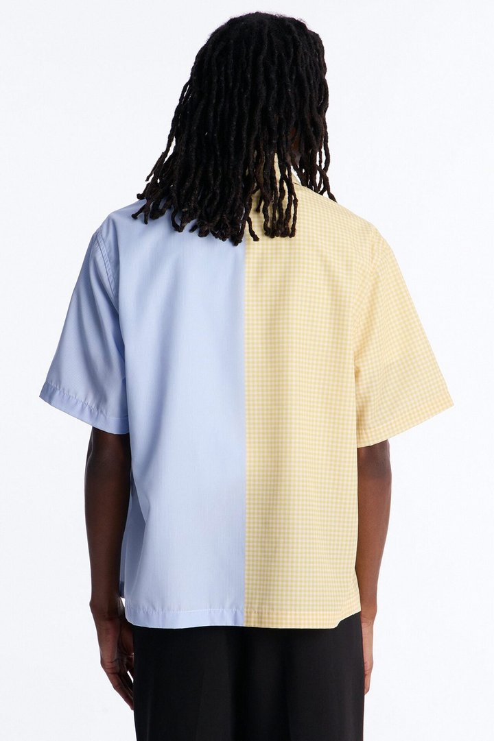 Relaxed Split Button Up Shirt - Yellow
