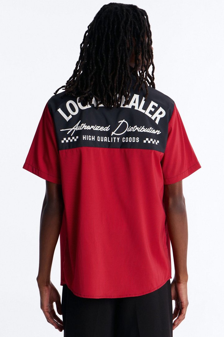 Local Dealer Striped Button Up Shirt - Red