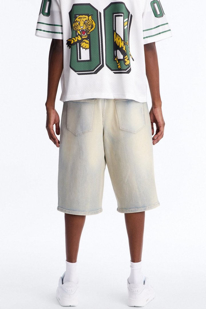 Baggy Urban Jeweled Denim Short - Light Wash