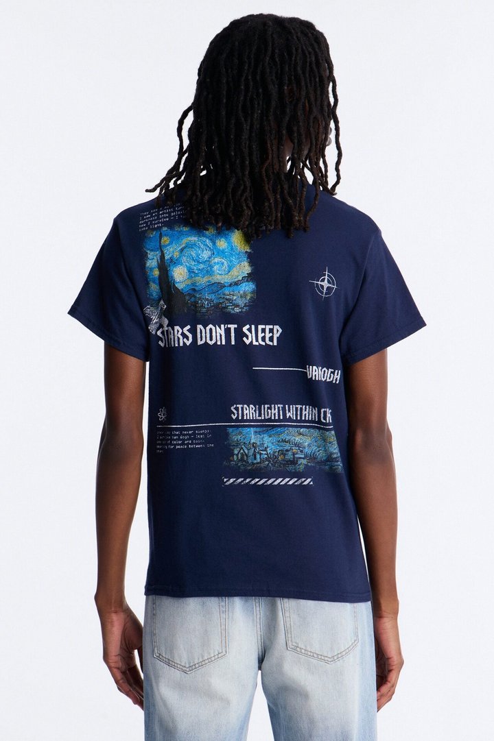 Van Gogh Stars Don't Sleep Short Sleeve Tee - Navy