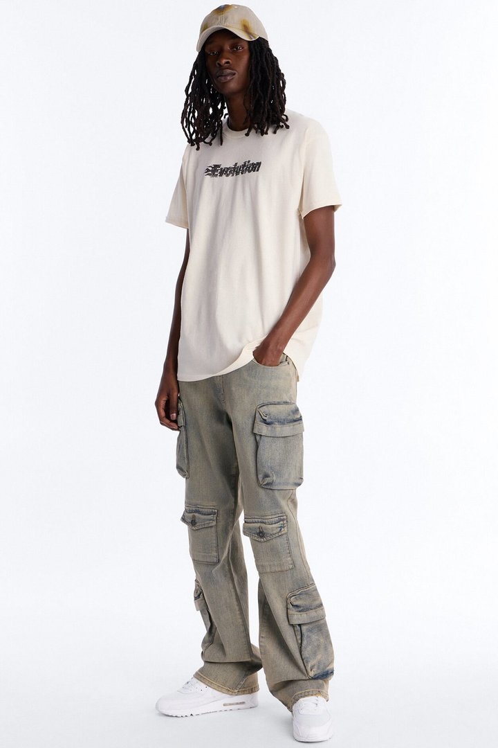 Stacked Slim Flare Cargo All The Way Jean - Vintage Wash
