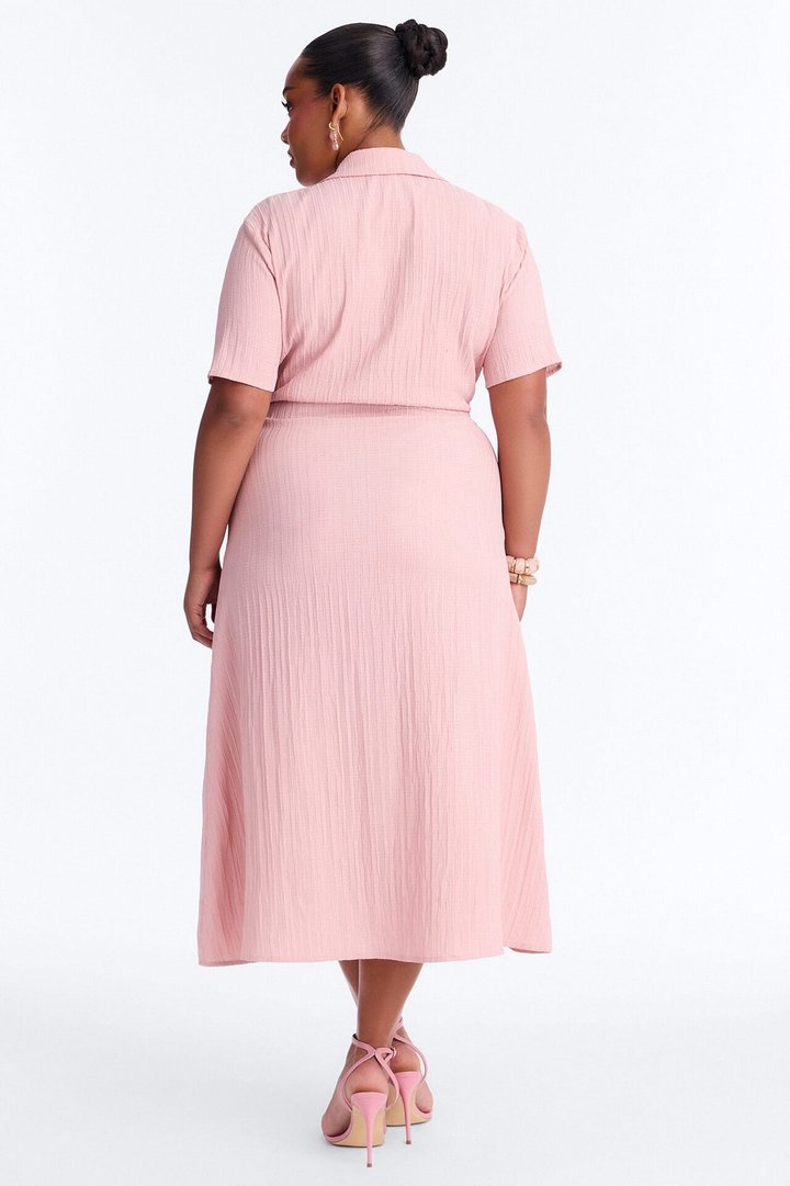 Carmen Ruched Shirt Midi Dress - Mauve
