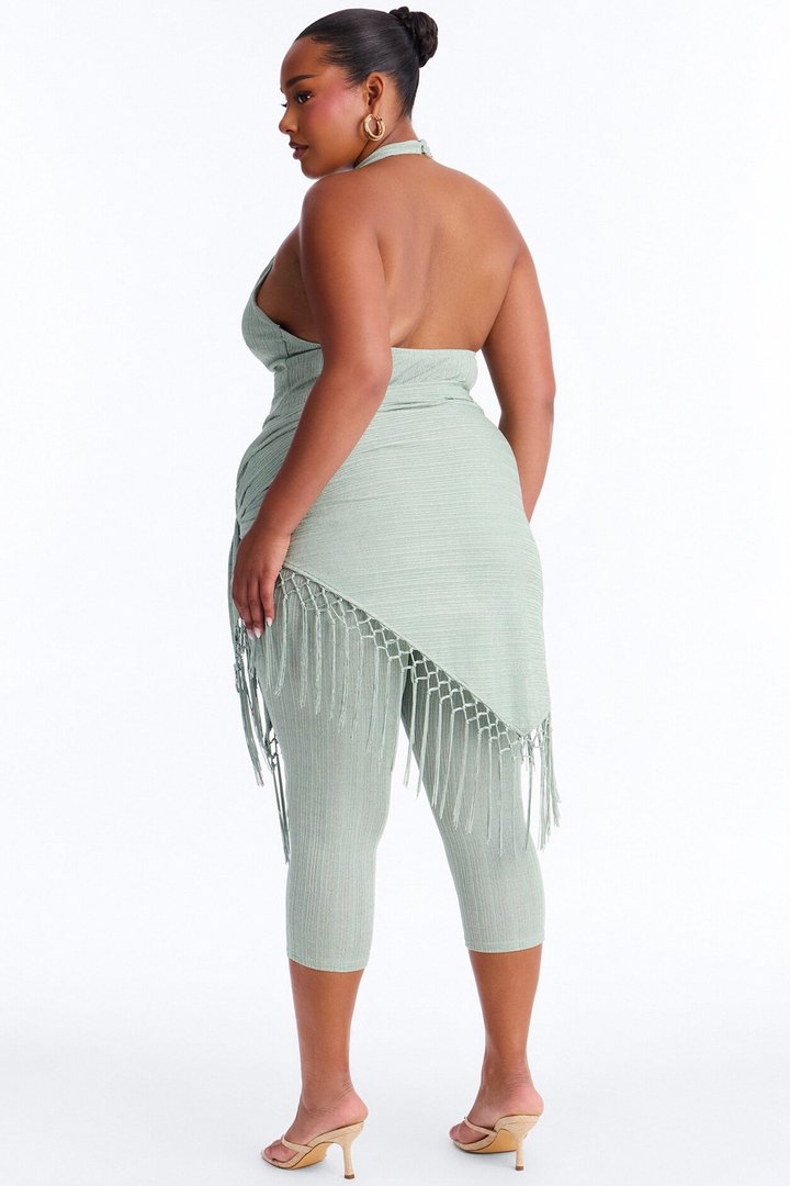 Emme Waist Tie Capri Catsuit - Sage